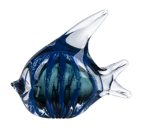 Hand-blown blue glass fish