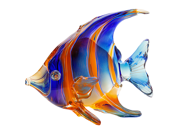 Hand-blown blue glass angelfish