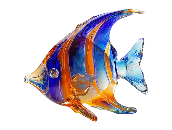 Hand-blown blue glass angelfish