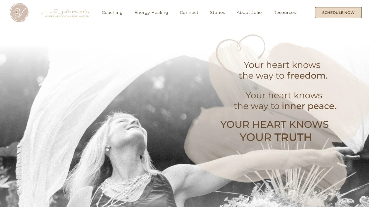 Julie Van Meter’s website, featuring her From Fear to Freedom message